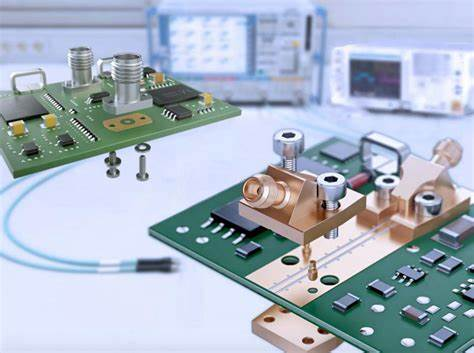 安装在 PCB 上的射频连接器，用于高频应用。