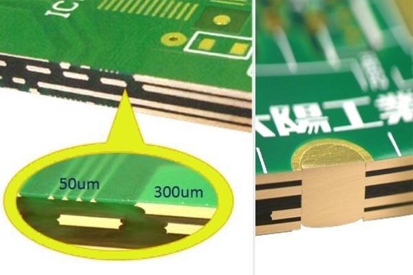 厚 PCB 的横截面显示用于大电流应用的厚铜层
