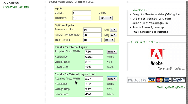 走线宽度计算器
