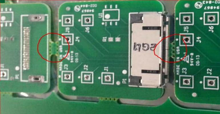 带有用于去面板的分离式片的 PCB 面板 带有用于去面板的分离式片的 PCB 面板