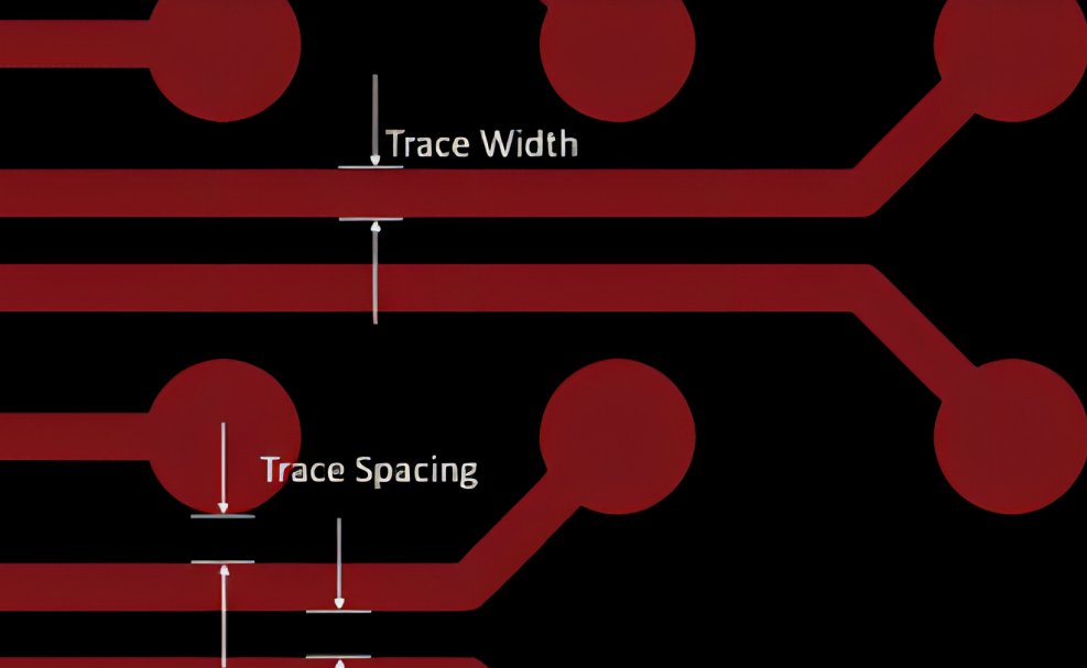 显示走线到焊盘间隙距离的PCB布局