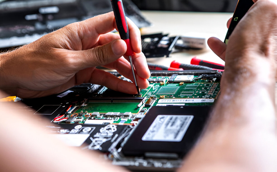 技术人员对断裂的走线进行刚柔结合 PCB 修复。 技术人员对断裂的走线进行刚柔结合 PCB 修复。