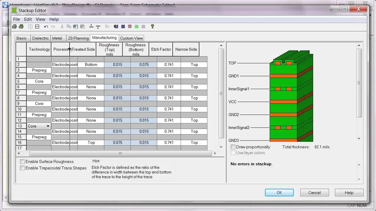 在规划软件中显示完整的PCB叠层设计 在规划软件中显示完整的PCB叠层设计