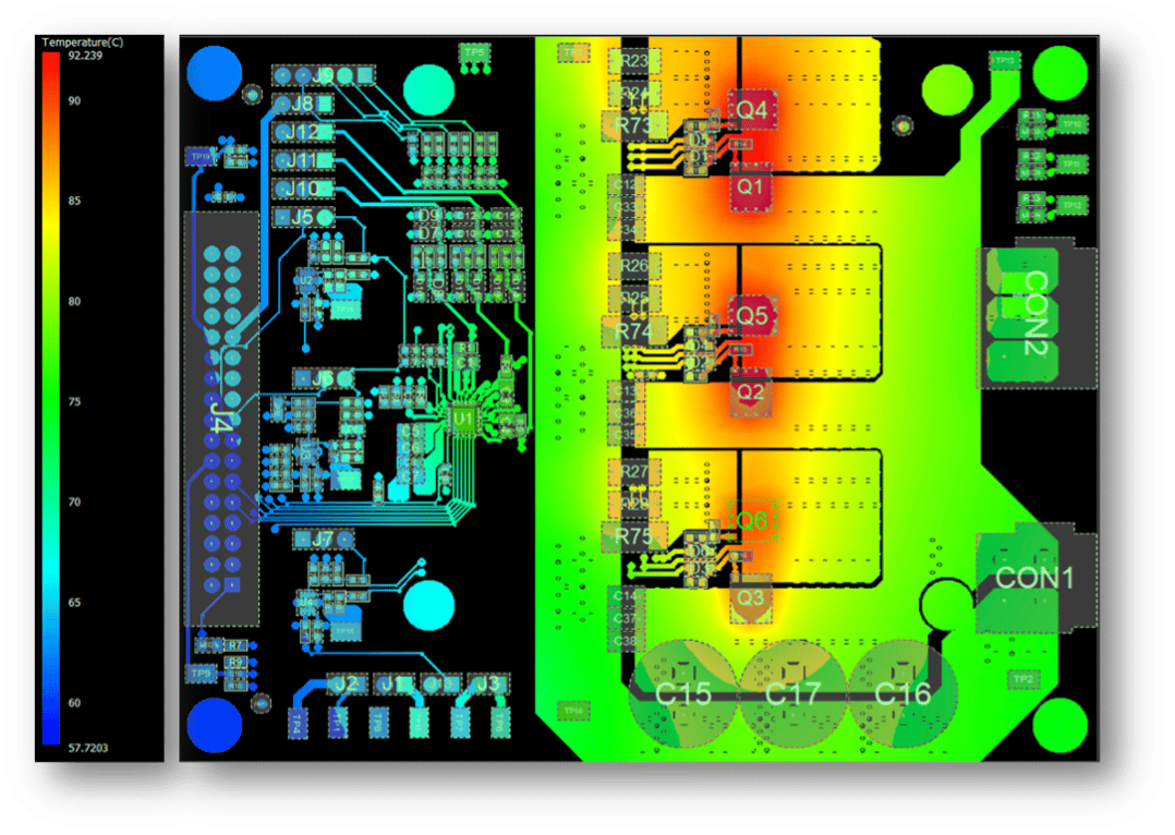 “带有发热组件的游戏机 PCB,用于热设计重点。”