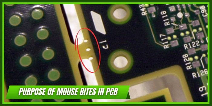 PCB 面板上鼠标咬伤的特写,便于在家庭 PCB 组装中分离